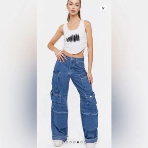 Forever 21 Stylish Blue Cargo Jeans